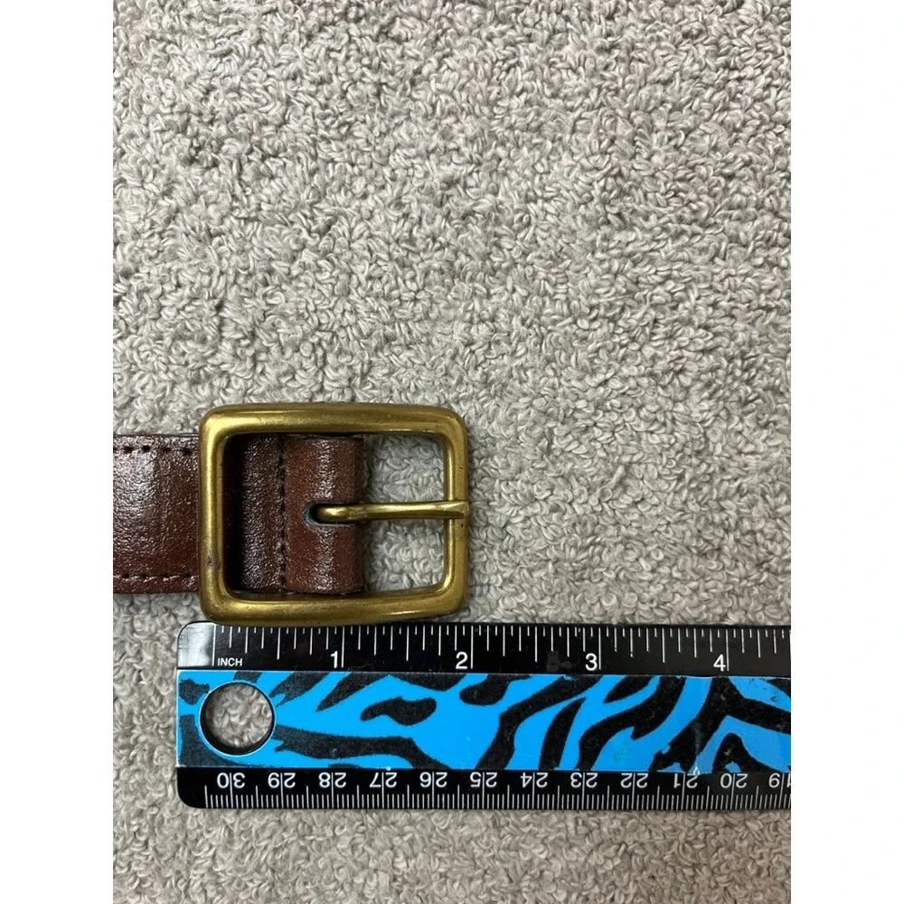 Mens Brown Braided Split Leather Belt Brass Buckle Size 42 Woven Classic Casual